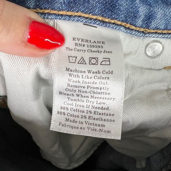 Everlane The Curvy Cheeky Jeans Ankle High Rise Denim Raw Hem Medium Wash 27 - Picture 8 of 8